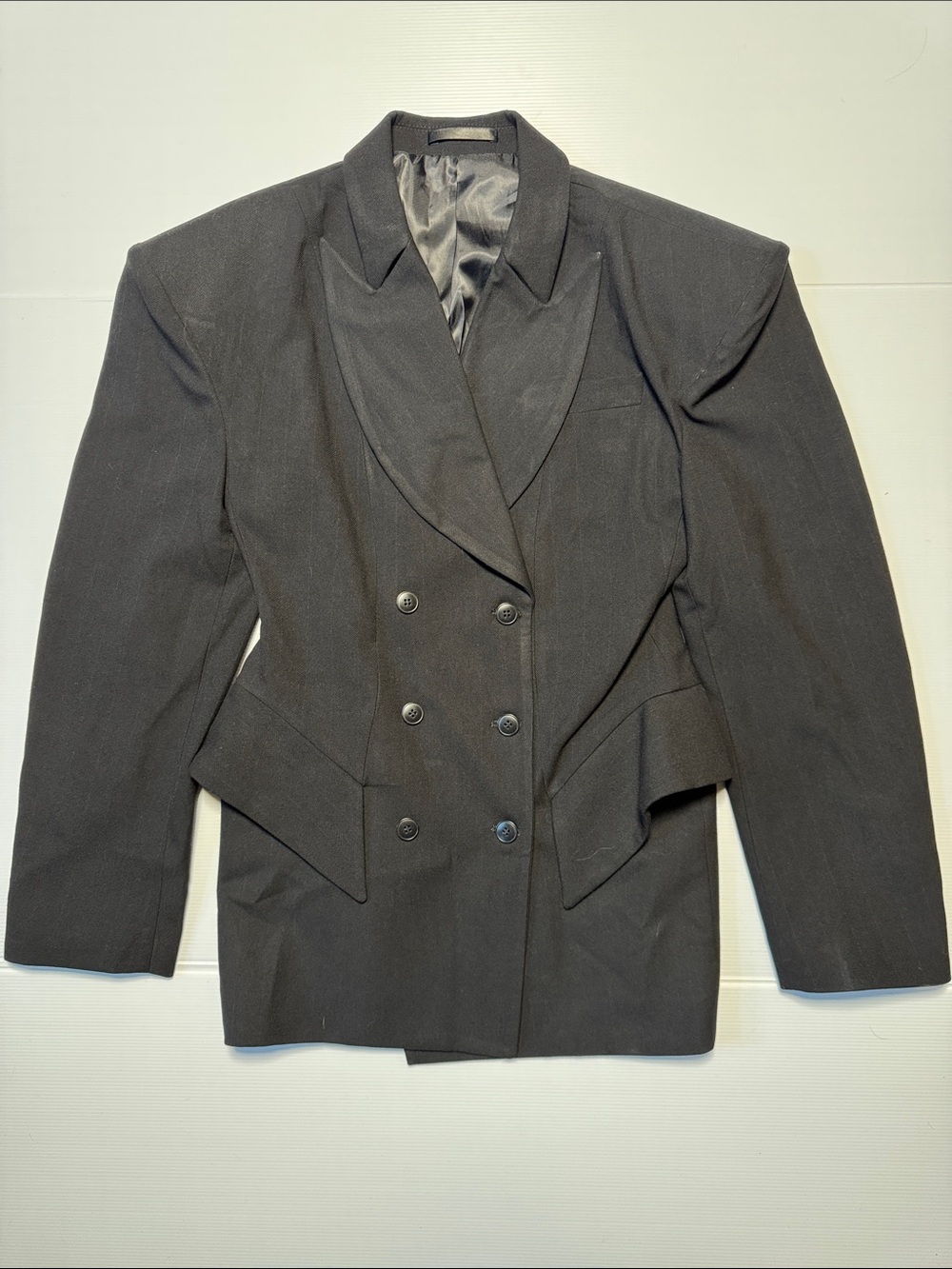 HEMI BLURR Flex Peak Lapel Peplum Black Double-Breasted Women’s Blazer Jacket S